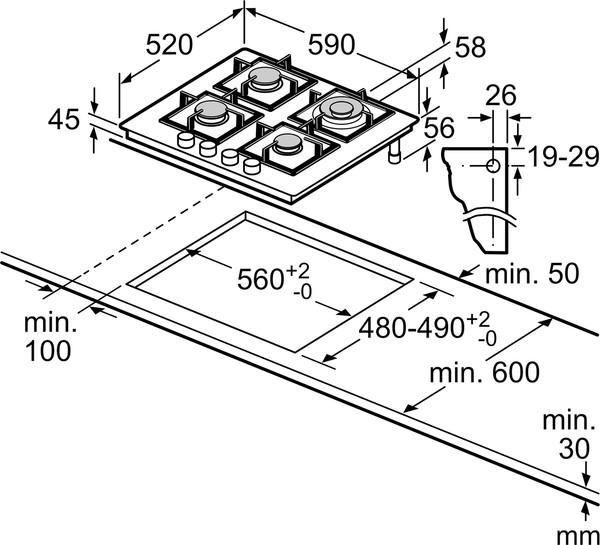 Изображение товара Газовая варочная панель Bosch PNH6B6K40