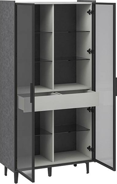 Изображение товара Шкаф с витриной ELVA Эссен NEM04HS-2V1S-930/400/1840 (29) (металл бруклин/лунный камень)