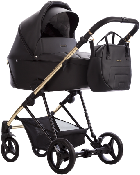 Изображение товара Детская универсальная коляска Bebetto Yoddi Premium Class 2в1 PC (02, черная кожа/рама золото)