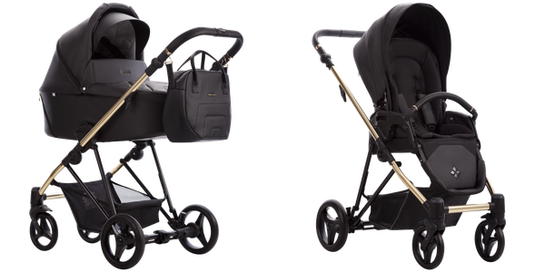 Изображение товара Детская универсальная коляска Bebetto Yoddi Premium Class 2в1 PC (02, черная кожа/рама золото)