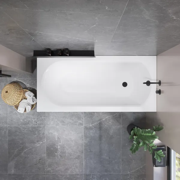 Изображение товара Ванна акриловая Lauter Haven 170 / 21202007 (с каркасом, лицевым экраном черного цвета и сифоном 21Y32001 матовый черный)