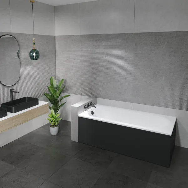 Изображение товара Ванна акриловая Lauter Haven 170 / 21202007 (с каркасом, лицевым экраном черного цвета и сифоном 21Y32001 матовый черный)