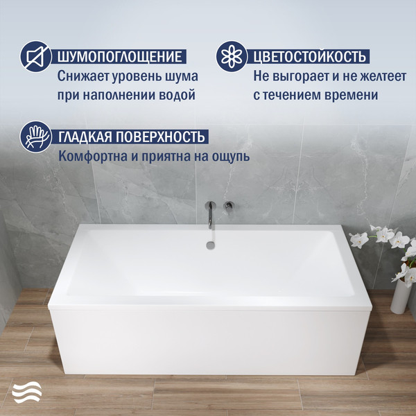 Изображение товара Ванна акриловая Lauter Oasis 165 / 21203065 (с ножками и сифоном 21Y32002 белый)