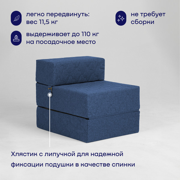 Изображение товара Бескаркасное кресло-кровать buyson BuyDream Тк. Madagaskar 08 202x70 (синий)