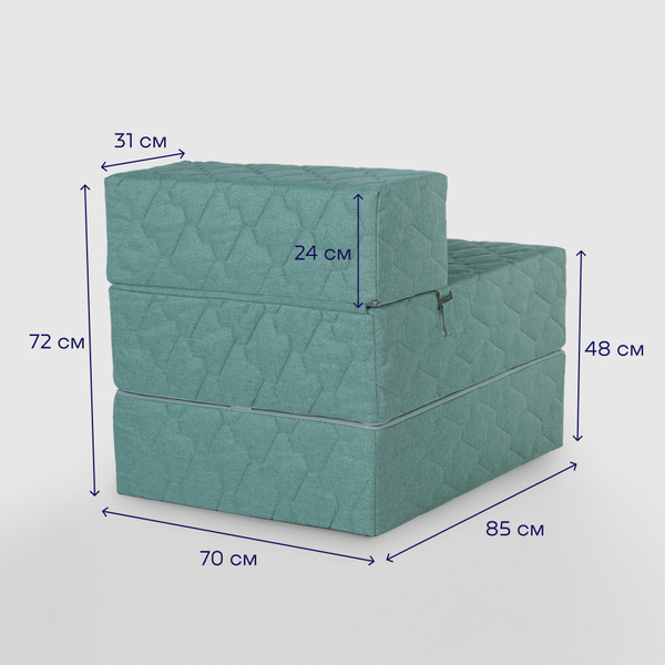 Изображение товара Бескаркасное кресло-кровать buyson BuyDream Тк. Laguna 670 202x70 (бирюзовый)