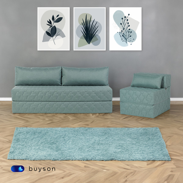 Изображение товара Бескаркасное кресло-кровать buyson BuyDream Тк. Laguna 670 202x70 (бирюзовый)