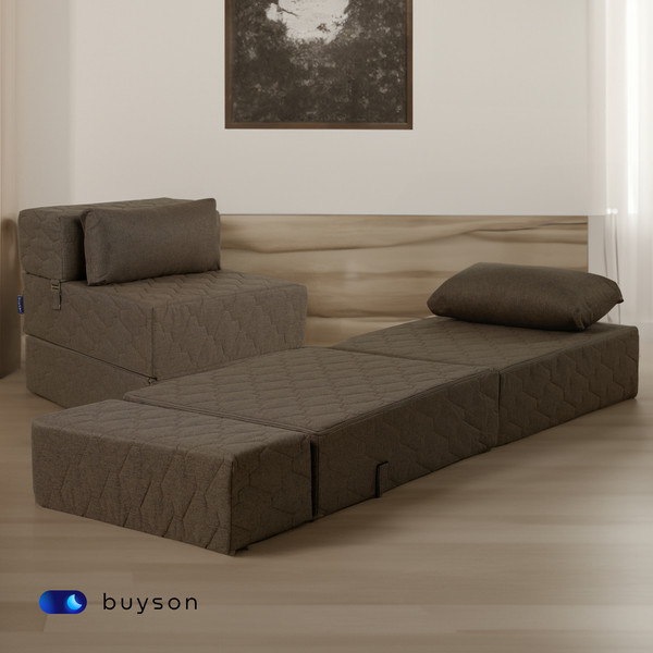 Изображение товара Бескаркасное кресло-кровать buyson BuyDream Тк. Laguna 233 202x70 (кофейный)
