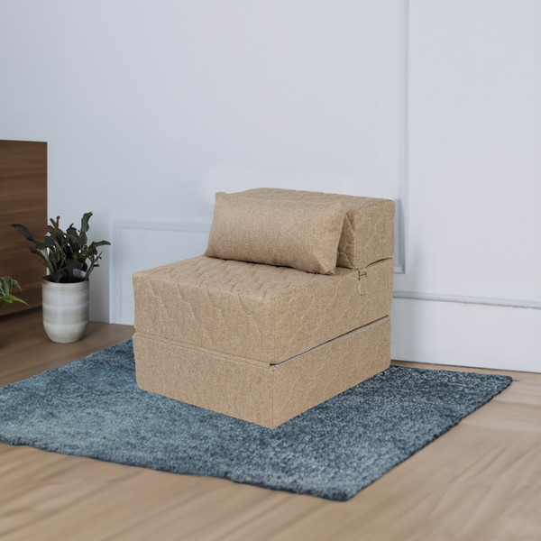 Изображение товара Бескаркасное кресло-кровать buyson BuyDream Тк. Madagaskar 02 202x70 (бежевый)