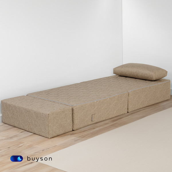 Изображение товара Бескаркасное кресло-кровать buyson BuyDream Тк. Madagaskar 02 202x70 (бежевый)