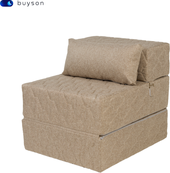 Изображение товара Бескаркасное кресло-кровать buyson BuyDream Тк. Madagaskar 02 202x70 (бежевый)