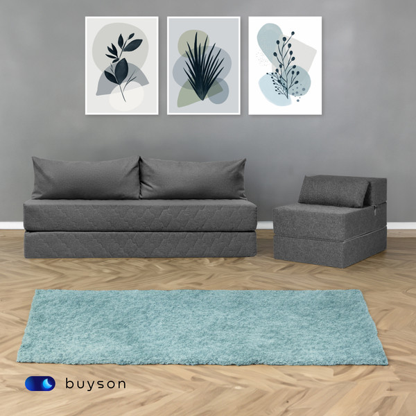Изображение товара Бескаркасное кресло-кровать buyson BuyDream Тк. Madagaskar 07 202x70 (серый)