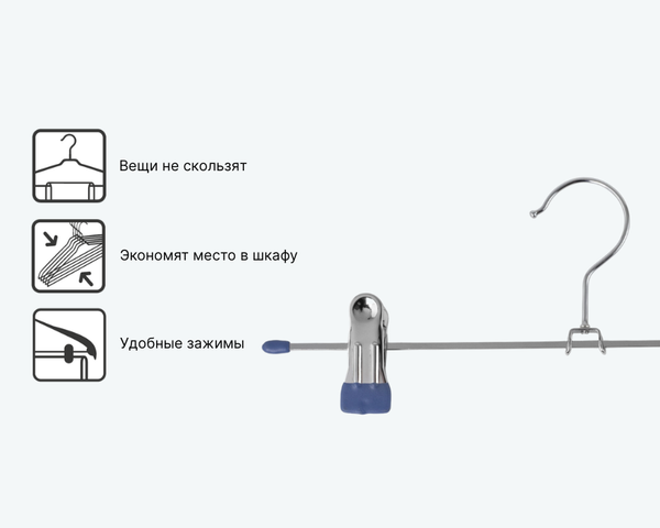 Изображение товара Набор металлических вешалок-плечиков Attribute Neo Matte Blue AHS082 (3шт)