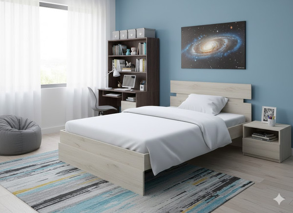 Изображение товара Односпальная кровать Proson Milton 80x200 (дуб шамони светлый 124)