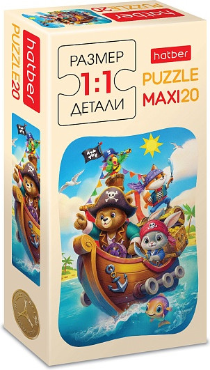 Изображение товара Развивающая игра Hatber Пазл. Maxi. Пушистые пираты / 20ПЗ5_35340 (20эл)