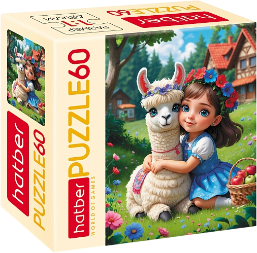 Изображение товара Пазл Hatber Девочка с ламой / 60ПЗ5_34460 (60эл)