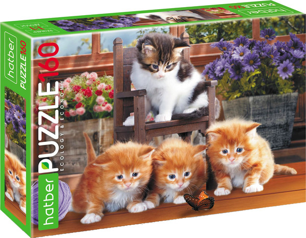 Изображение товара Пазл Hatber Eco. Котята с бабочкой / 160ПЗ4_16936 (160эл)