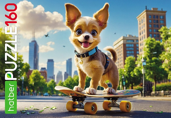 Изображение товара Пазл Hatber Eco. Щенок на скейте / 160ПЗ4_32803 (160эл)