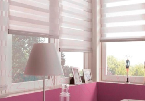 Изображение товара Рулонная штора Jalux День-Ночь Миа 2339 100х160 (бежевый/розовый)