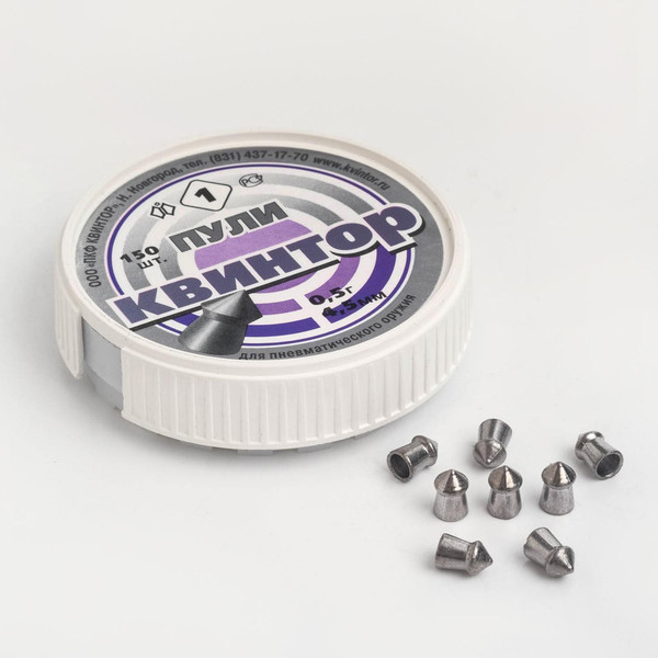 Изображение товара Пульки для пневматики Квинтор Остроконечные 4.5мм (150шт)