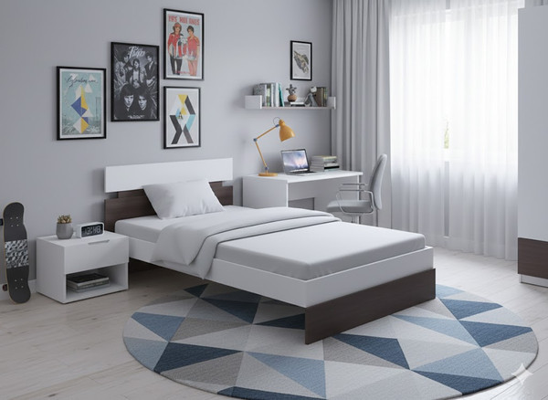 Изображение товара Односпальная кровать Proson Milton 80x190 (белый/ясень шимо темный)