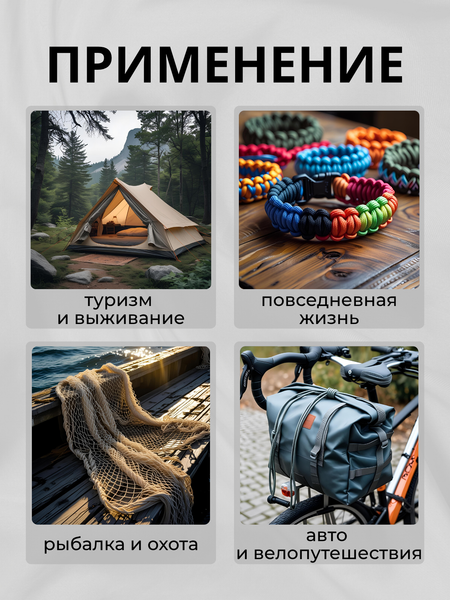 Изображение товара Шнур хозяйственный Мегакорд Паракорд 4мм / 010661 (100м, темно-серый)