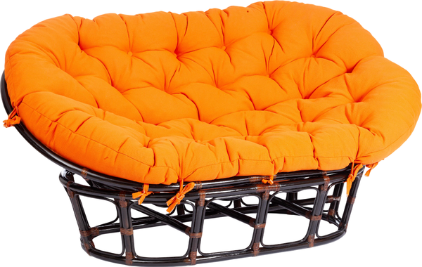 Изображение товара Диван садовый Tetchair Mamasan 23/02 W с подушкой (античный черно-коричневый/оранжевый)