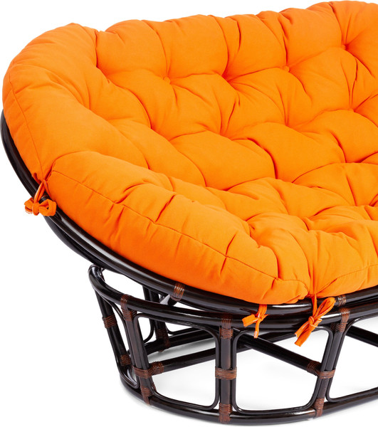 Изображение товара Диван садовый Tetchair Mamasan 23/02 W с подушкой (античный черно-коричневый/оранжевый)