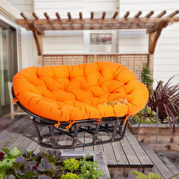 Изображение товара Диван садовый Tetchair Mamasan 23/02 W с подушкой (античный черно-коричневый/оранжевый)