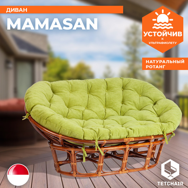 Изображение товара Диван садовый Tetchair Mamasan 23/02 W с подушкой (коньяк/олива)