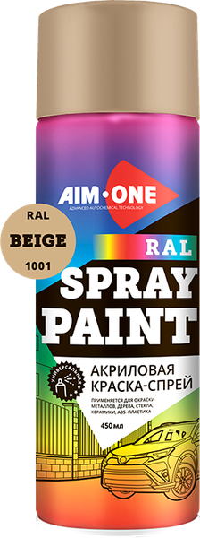 Изображение товара Краска автомобильная AIM-ONE Акриловая RAL-1001 (450мл, бежевый)