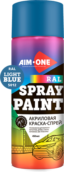 Изображение товара Краска автомобильная AIM-ONE Акриловая RAL-5012 (450мл, голубой)