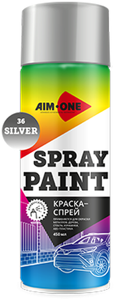 Изображение товара Краска автомобильная AIM-ONE SP-S36 (450мл, серебристый)