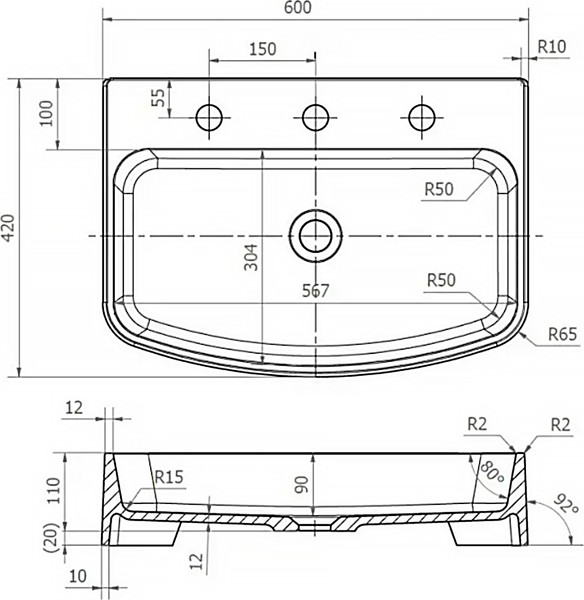 Изображение товара Умывальник Lauter Molara 21M606DB (Deep Black)