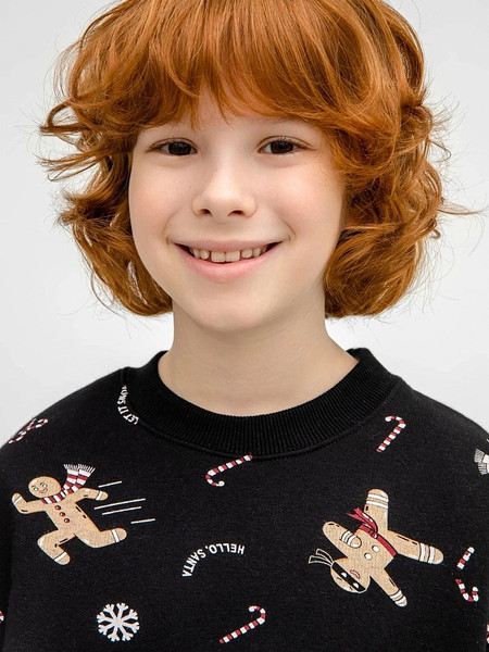 Изображение товара Свитшот детский Mark Formelle 123437 (р.140-68, печенье на черном)