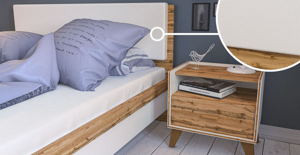 Изображение товара Двуспальная кровать ELVA Нодо NEM01K-1690/2060/1010 (01) (с ящиком и подъемным механизмом)