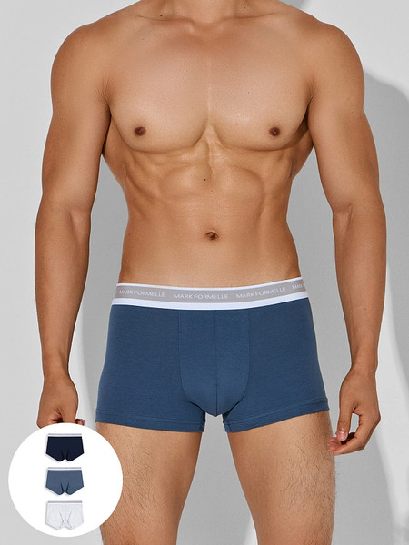 Изображение товара Комплект мужских трусов Mark Formelle 411124-3 (р.90-100, серый меланж 4306-А/шторм/море)