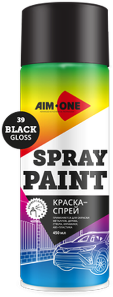 Изображение товара Краска автомобильная AIM-ONE SP-GB39 (450мл, черный глянец)