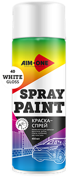 Изображение товара Краска автомобильная AIM-ONE SP-GB40 (450мл, белый глянец)