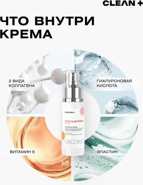Изображение товара Крем для лица Clean+ Collagen+ (50мл)