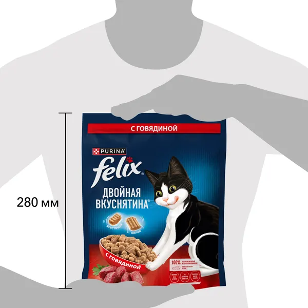 Изображение товара Сухой корм для кошек Felix Двойная вкуснятина с говядиной (600г)