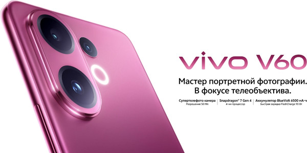 Изображение товара Смартфон Vivo V60 12GB/512GB (черничный мусс)