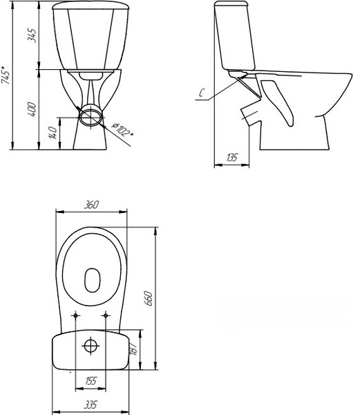 Изображение товара Унитаз напольный Cersanit Mito Grey 031 / 64524