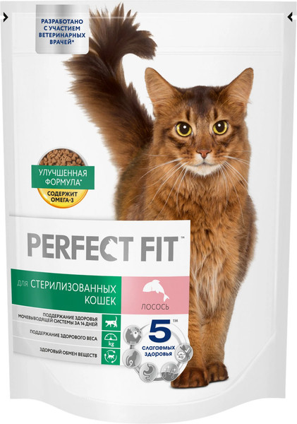 Изображение товара Сухой корм для кошек Perfect Fit Для стерилизованных с лососем (650г)