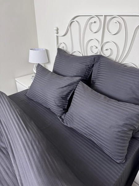 Изображение товара Комплект постельного белья Реноме Евро Графитовая коллекция Графит Ss-003 (страйп-сатин)