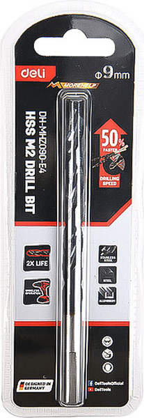 Изображение товара Сверло Deli По металлу RS 9.0мм DIN 338 HSS-TiN / EDH-MHZ090-E4