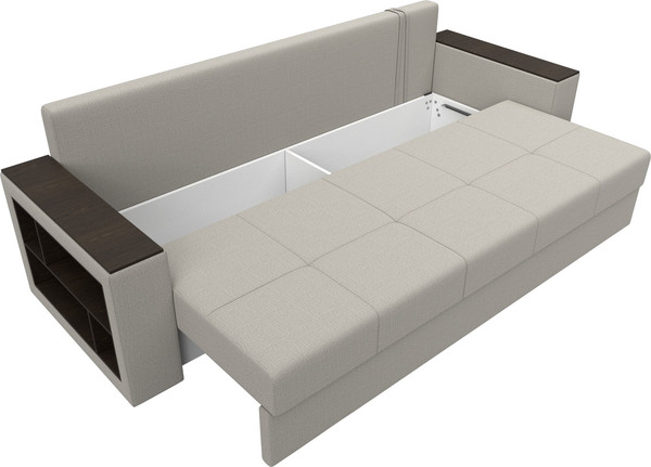 Изображение товара Диван Лига Диванов Дубай Лайт полки слева / 132280L (рогожка Амур 02 бежевый)