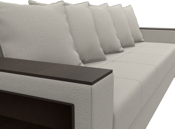 Изображение товара Диван Лига Диванов Дубай Лайт полки слева / 132280L (рогожка Амур 02 бежевый)