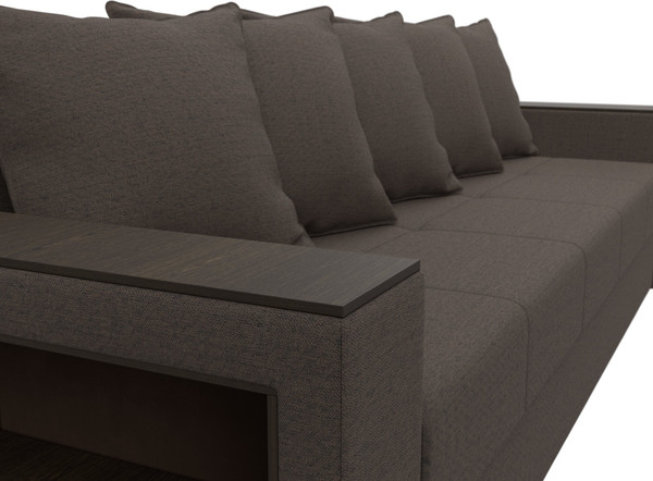 Изображение товара Диван Лига Диванов Дубай Лайт полки слева / 132281L (рогожка Амур 05 коричневый)