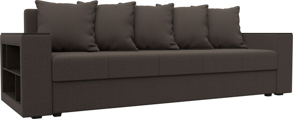 Изображение товара Диван Лига Диванов Дубай Лайт полки слева / 132281L (рогожка Амур 05 коричневый)