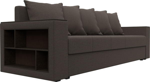 Изображение товара Диван Лига Диванов Дубай Лайт полки слева / 132281L (рогожка Амур 05 коричневый)